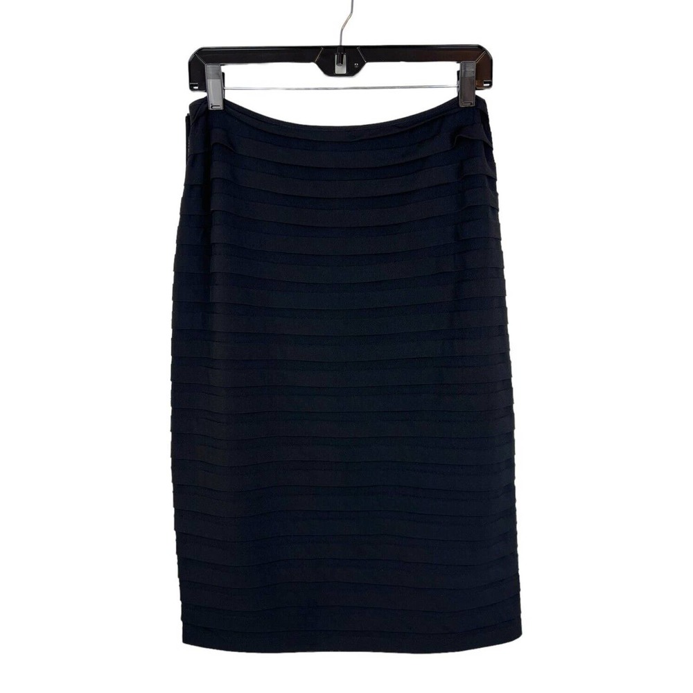 NEW Tadashi Collection Black Tiered Midi Skirt L Pencil Straight Cocktail Large